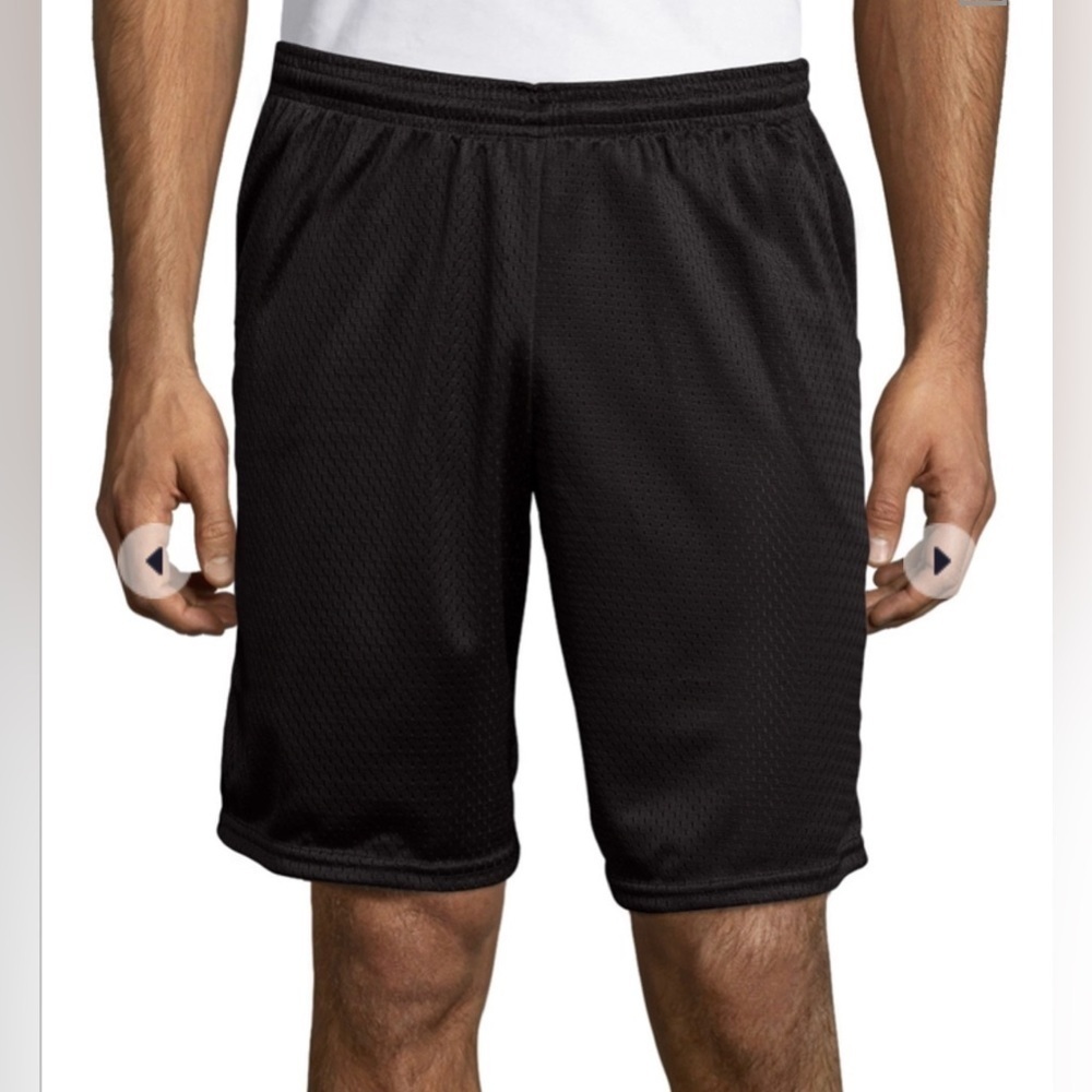 Hanes Sport Men's 9" Long Mesh Shorts - Black S